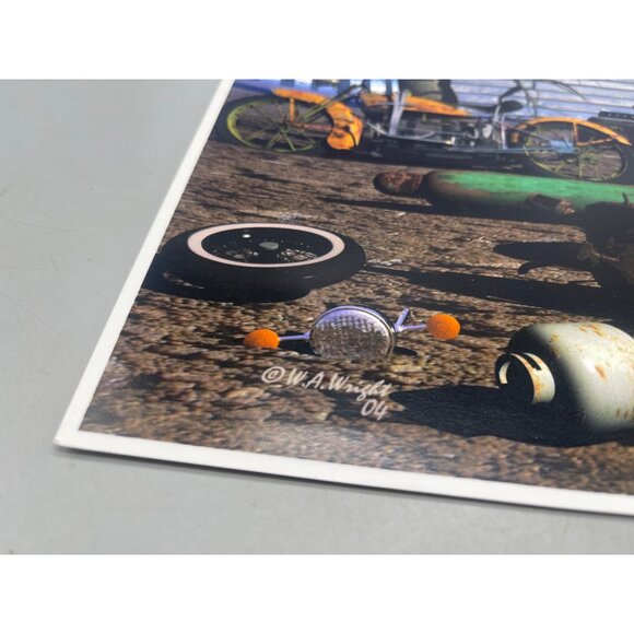 LE GM Harley Davidson motorcycle print artwork signed 22/50 skull 16x12" READ - Picture 3 of 7